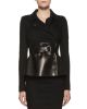 Belted Leather Peplum Wrap Jacket, Black