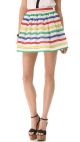 Belted Stripe Flare Skirt