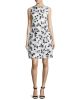 Betsy Full-Skirt Floral Sheath Dress, Ivory/Black