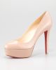 Bianca Almond-Toe Platform Red Sole Pump in Nude