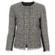 Black And Grey Checked Tweed Jacket