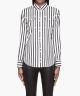 Black And White Striped Cotton-silk Blouse for women | SSENSE
