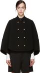 Black Wool Crepe Cape Jacket