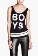 "Boys" Block Letter Tank Top in Grey/Black