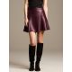 Burgundy Leather Fit And Flare Skirt