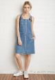 Buttoned Denim Overall Dress