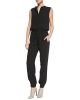 Button-Front Drawstring Crepe Jumpsuit