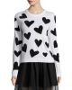 Carey Sequin-Heart Wool Pullover Sweater, White/Black