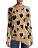 Cashmere Heart Leopard-Print Tunic, Camel/Oatmeal/Black