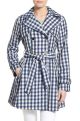 Cloud Gingham Trench Coat, Blue/Black/White