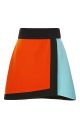 Color-Blocked Wool Crepe Wrap Skirt