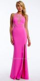 Crepe Plunge Caviar Bead Prom Dress by Camille La Vie