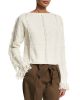 Cropped Fringe-Trim Pullover Sweater, Ivory