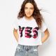 Cropped T-Shirt With Yes Print