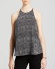 Cualli Mini Feather Print Silk Tank