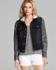 Denim and Knit Hooded Jacket