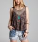 Dorothy's Printed Babydoll Top in Mocha