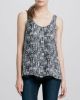 Double-Layer Printed Silk Tank in Black/White