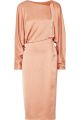 Draped cutout silk-satin midi dress