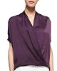 Draped Satin Wrap Blouse