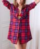 Dreamer Flannel Sleep Shirt in Metallic Plaid