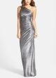 Embellished Metallic Foil One-Shoulder Gown