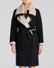 Emy Drape Collar Color Block Cashmere Reversible Coat