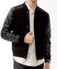 Faux Leather Sleeve Moto Jacket