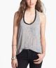 Faux Leather Trim T-Back Tank