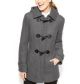 Faux-Leather-Trim Toggle Wool-Blend Coat