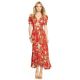 FLORAL-PRINT GAUZE WRAP DRESS