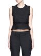 FRAYED TWEED SLEEVELESS PEPLUM TOP