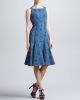 Full Skirted Leafy Jacquard Dress