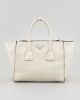 Glace Calf Twin Pocket Tote Bag in Off White