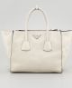 Glace Calf Twin Pocket Tote Bag in Off White