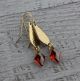 Gold Bronze Earrings with Swarovski Red Magma Crystals
