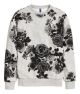 Graphic floral print sweatshirt in a soft grey melange cotton