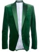 Green velvet silk blazer