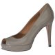 Gucci Betty Grey Peep Toe Patent Leather Platform Pump