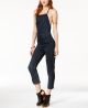 Halter Cropped Denim Jumpsuit
