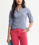 Horseshoe Print Chambray Button Down Shirt