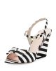 imari striped grosgrain sandal, black/white