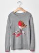 Intarsia winter bird sweater