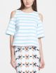 'Iris' Stripe Cold Shoulder Top