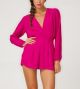 Jet Plunge Neck Playsuit in Fuchsia