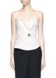 Jewelled brooch mock wrap strapless bustier top