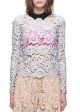 lace polo neck trim top