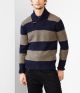 Lambswool Rugby Stripe Shawl Sweater