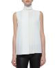 Laser-Cut Sleeveless Turtleneck Top