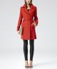 Lavina Red Textured Fit And Flare Coat